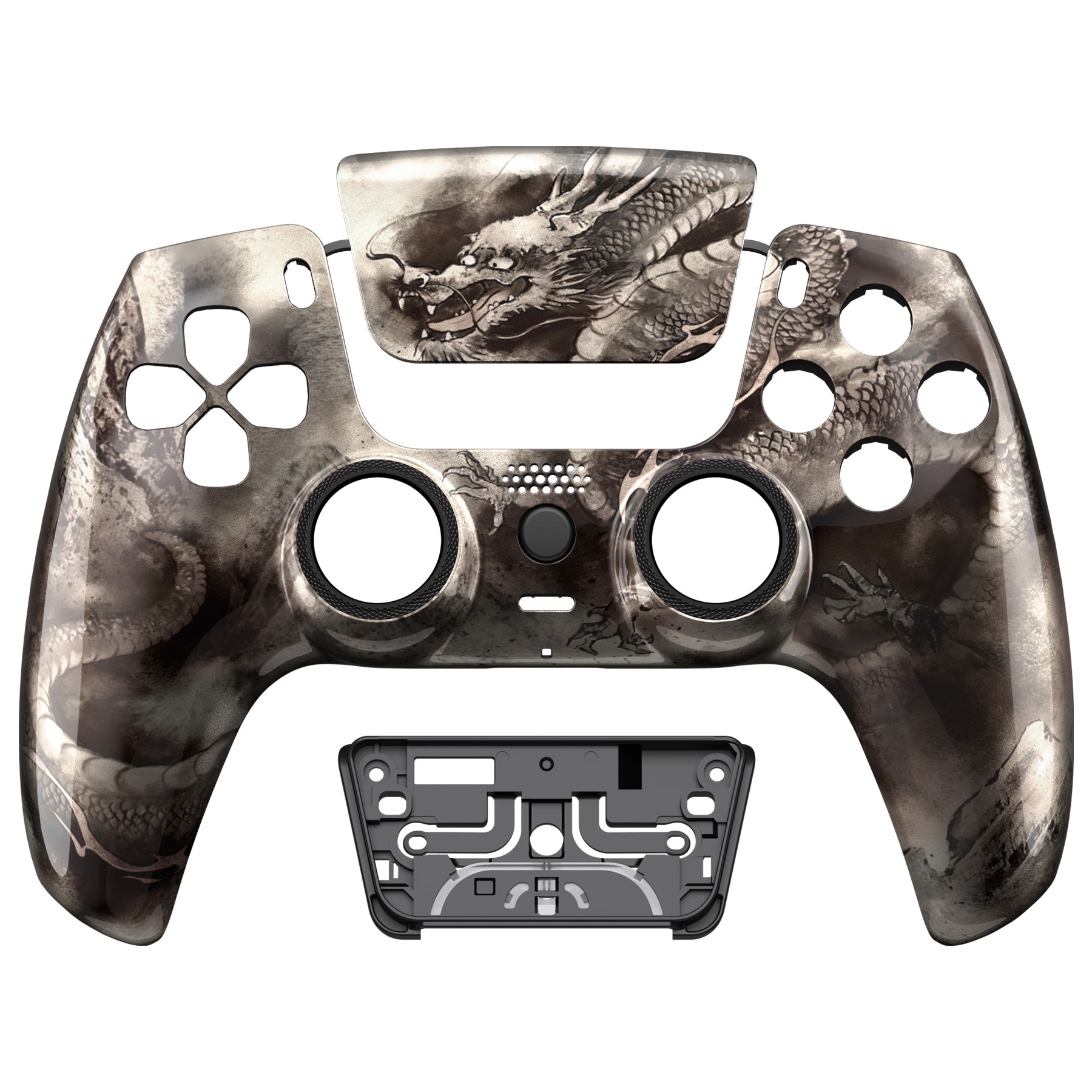 eXtremeRate LUNA Redesigned Replacement Front Shell with Touchpad Compatible with PS5 Controller BDM-010/020/030/040/050/060 - Dragon Scroll