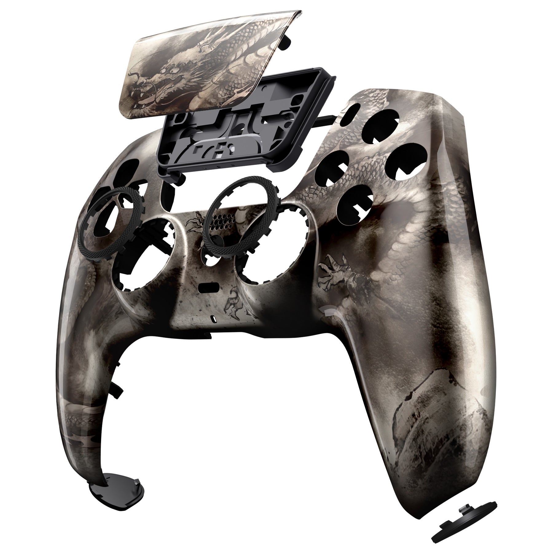eXtremeRate LUNA Redesigned Replacement Front Shell with Touchpad Compatible with PS5 Controller BDM-010/020/030/040/050/060 - Dragon Scroll