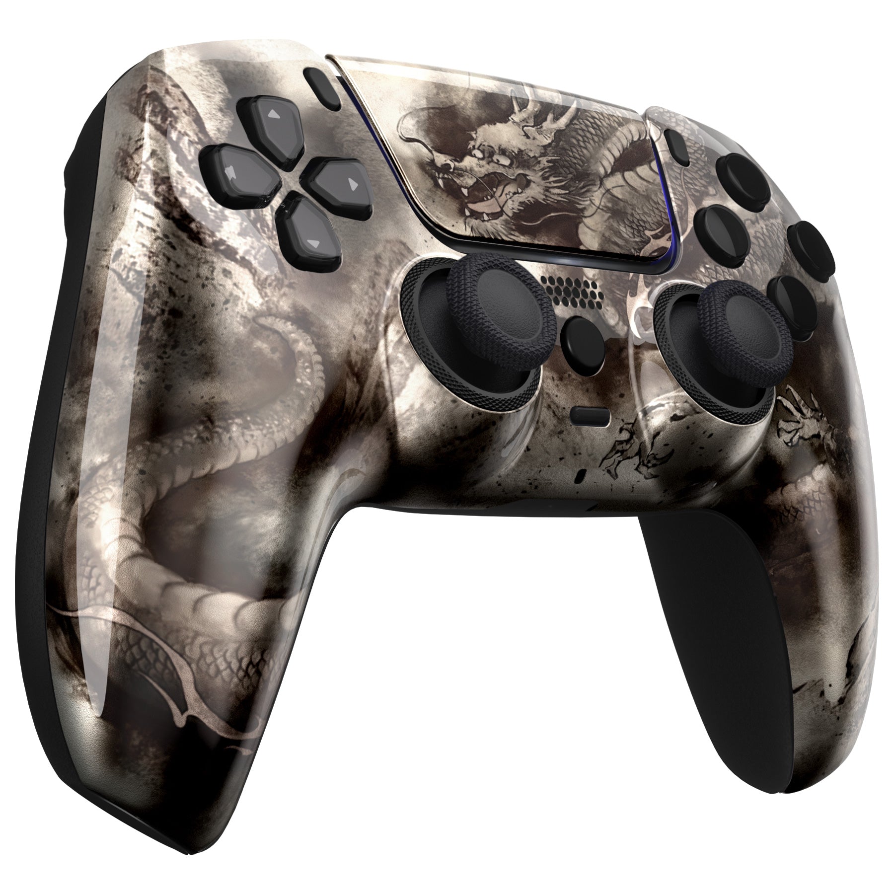 eXtremeRate LUNA Redesigned Replacement Front Shell with Touchpad Compatible with PS5 Controller BDM-010/020/030/040/050/060 - Dragon Scroll