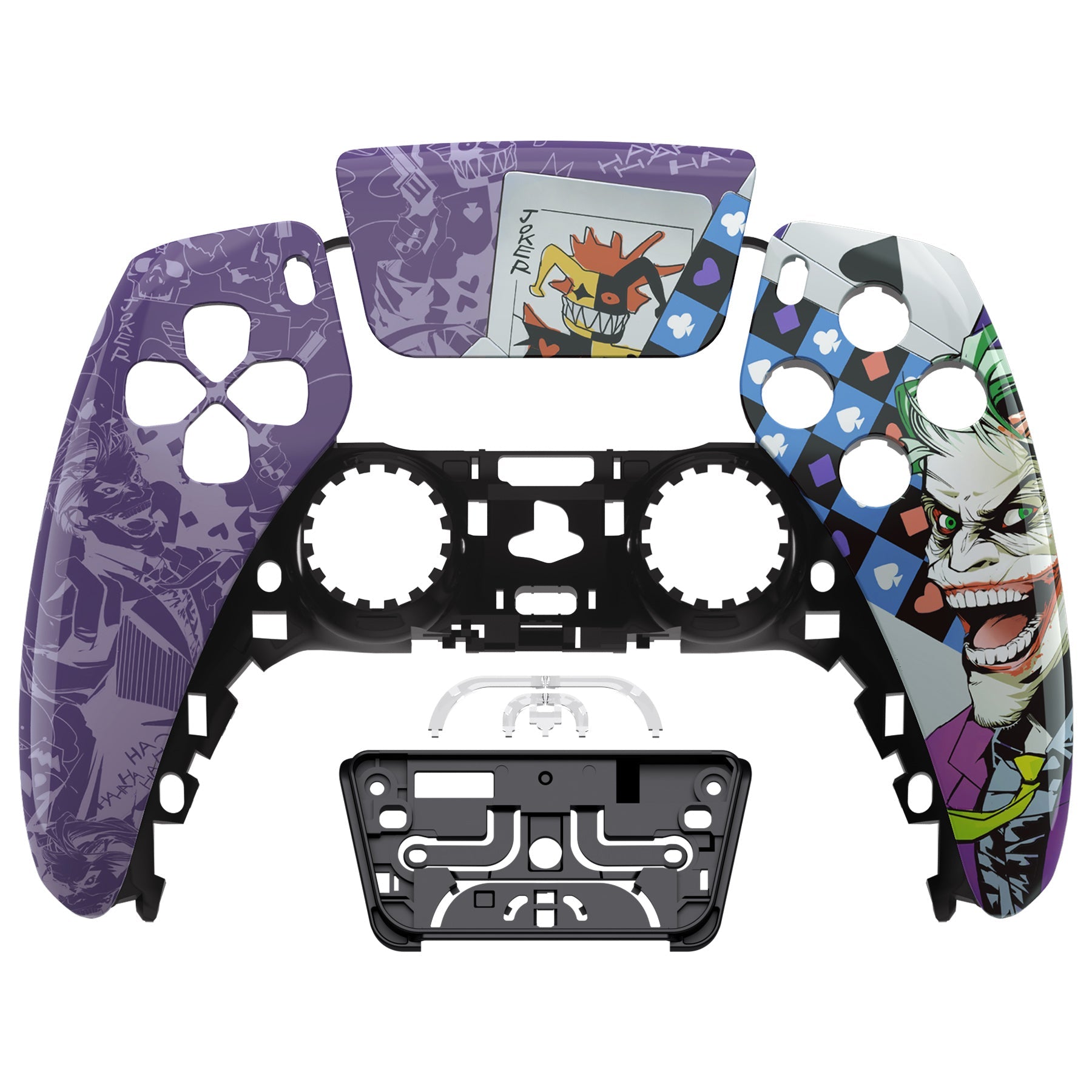 eXtremeRate Replacement Front Housing Shell with Touchpad Compatible with PS5 Controller BDM-010/020/030/040/050/060 - Clown Cards
